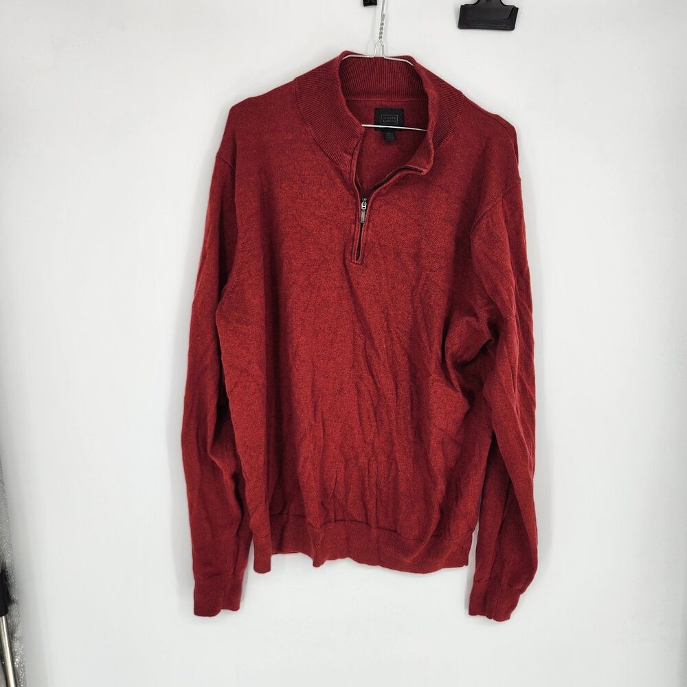 14th & Union Women's Red XL 1/4 Zip‎ Long Sleeve Sweater Cashmere Blend